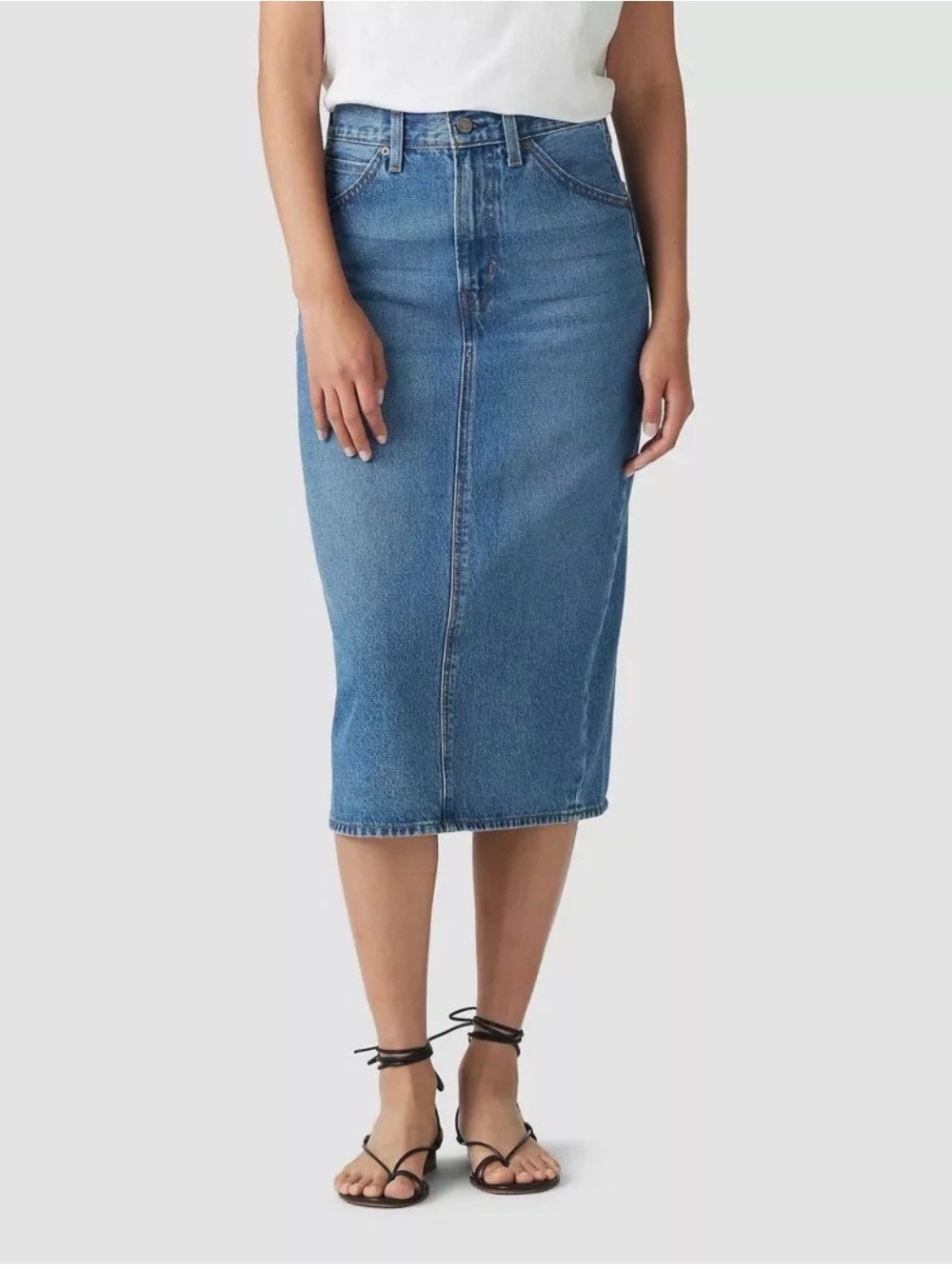 Levi's Women's High-Rise Back Slit Skirt Denim Cotton Size 30 Western Country